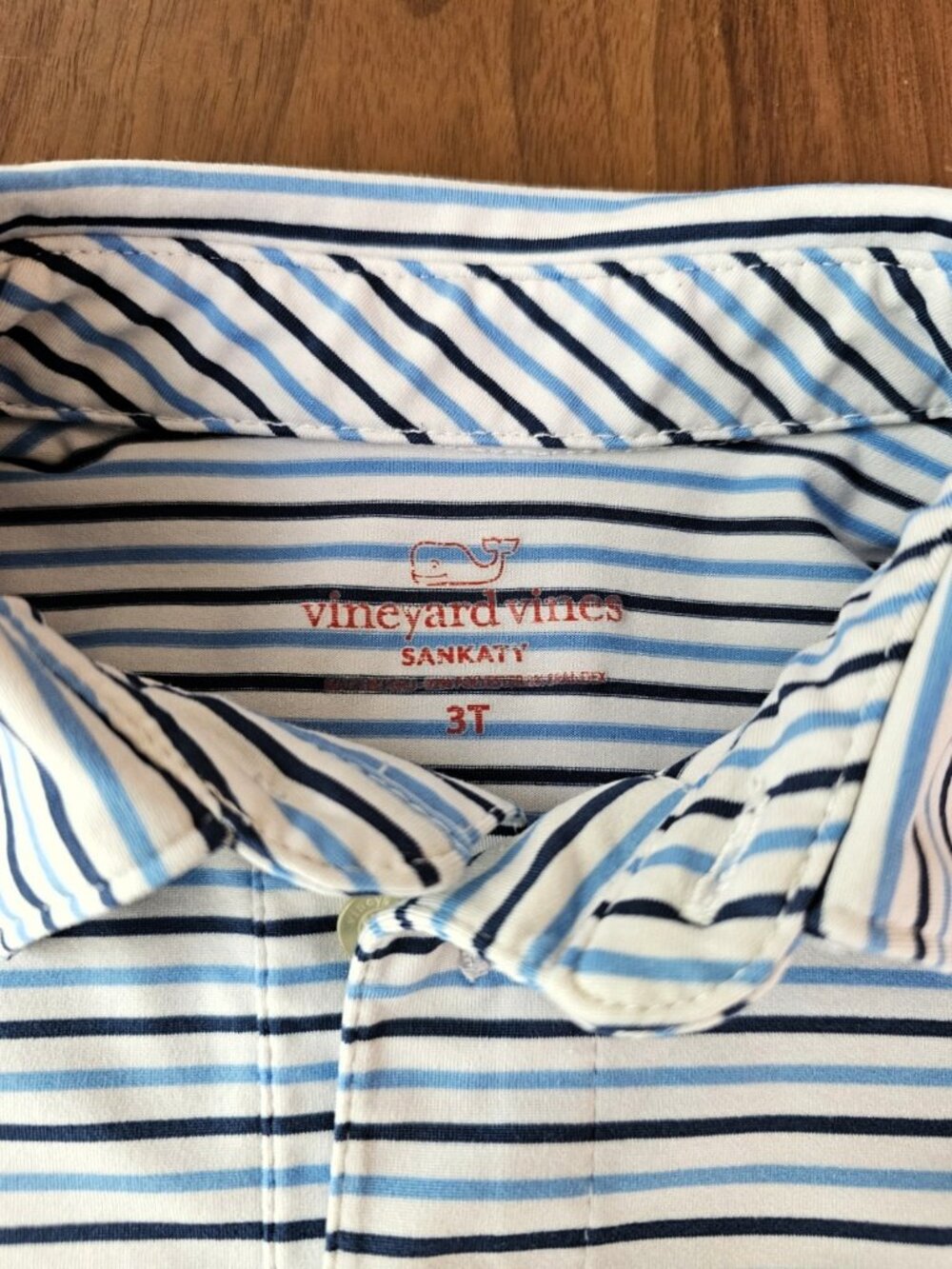 Vineyard Vines Sankaty Performance Polo Boys 3T Blue Stripe - Picture 3 of 9